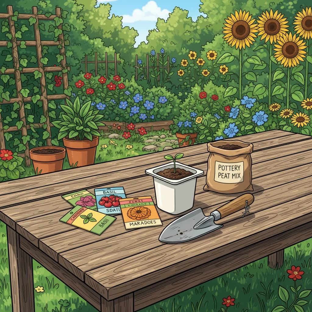 Simple cost breakdown graphic showing affordable first garden setup