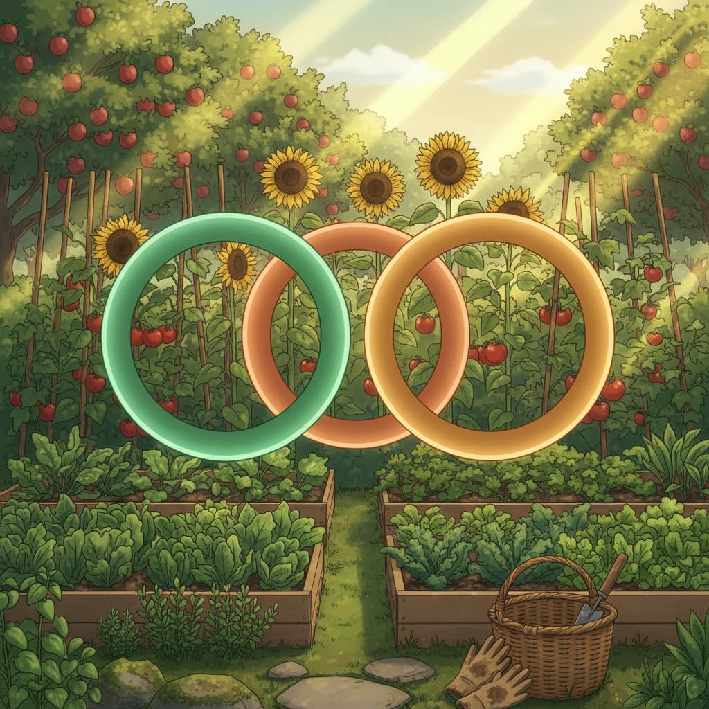 Three interlocking circles labeled Earth Care, People Care, Fair Share, with a