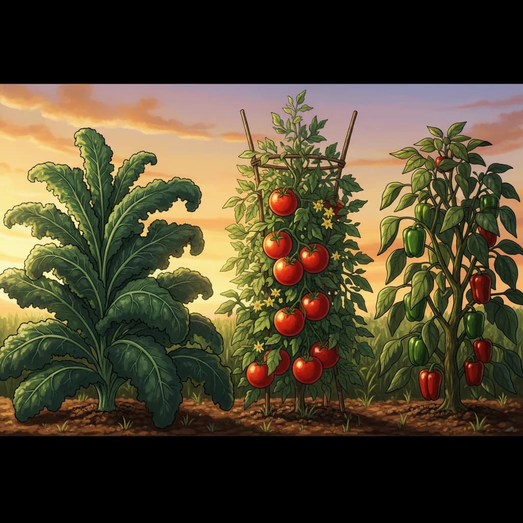 Visual representation of the three major nutrients with healthy plant examples for each