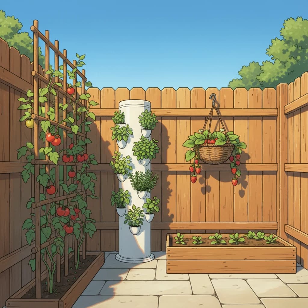 A thriving vertical garden showing how much food can grow in a small space