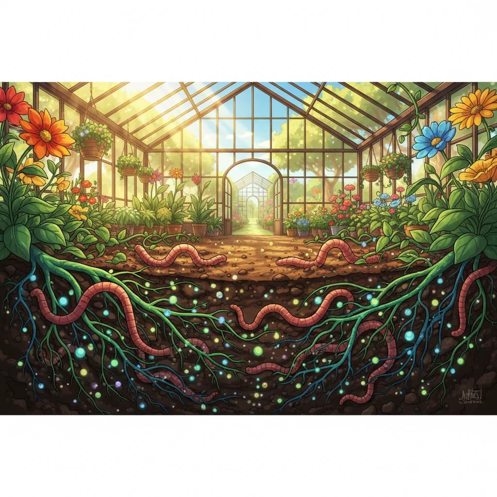Rich, dark healthy garden soil full of life and organic matter