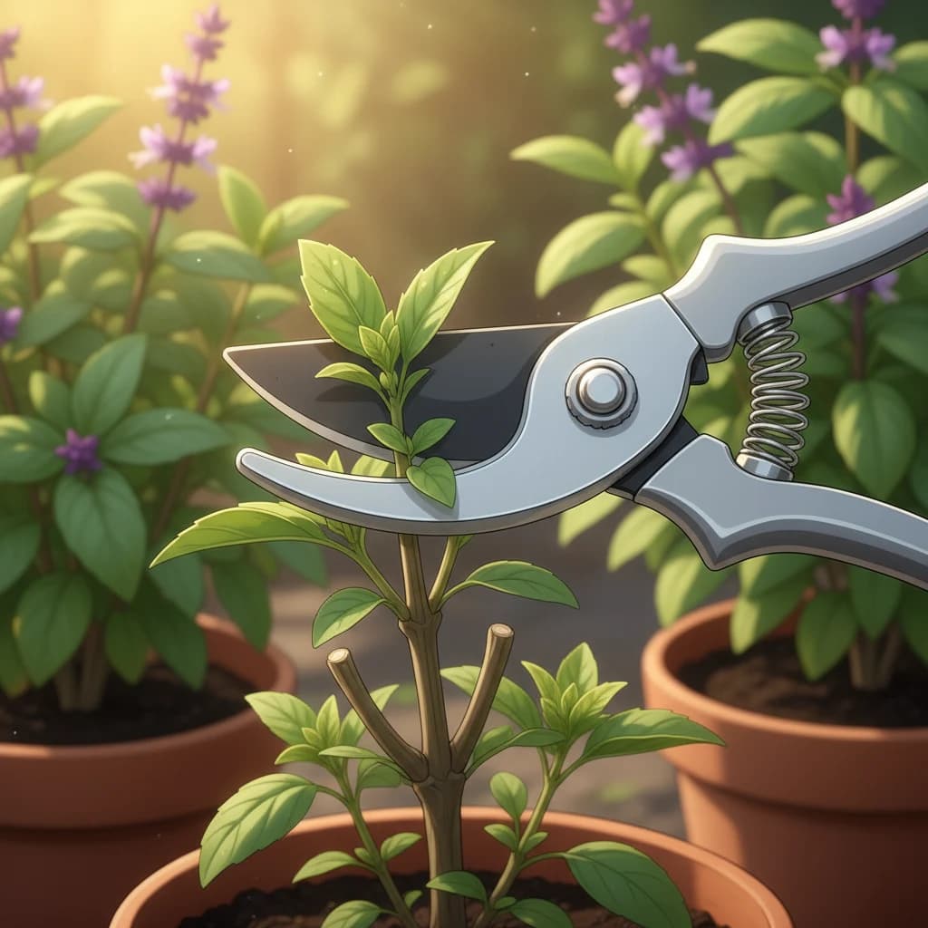 Proper harvesting technique — cutting with clean tools above leaf nodes