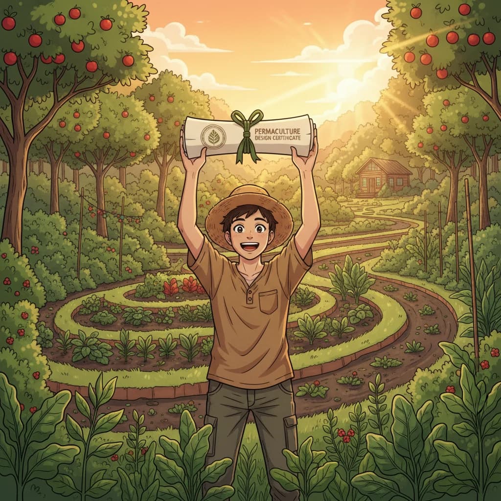 A graduate of an accredited Permaculture Design Course holding their