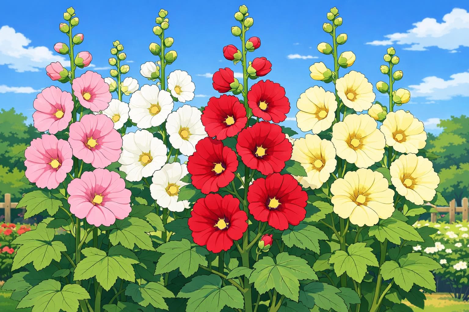 Hollyhocks illustration