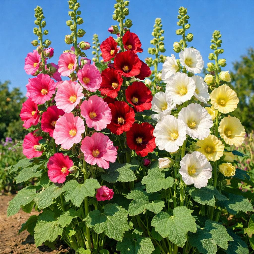 Hollyhocks mature