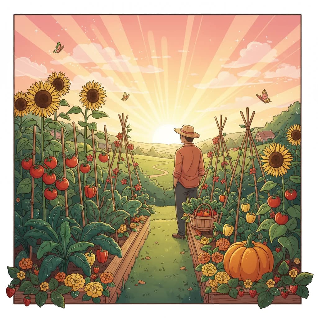 Un jardin florissant à l'heure dorée : l'avenir que Limitless Growth aide à bâtir